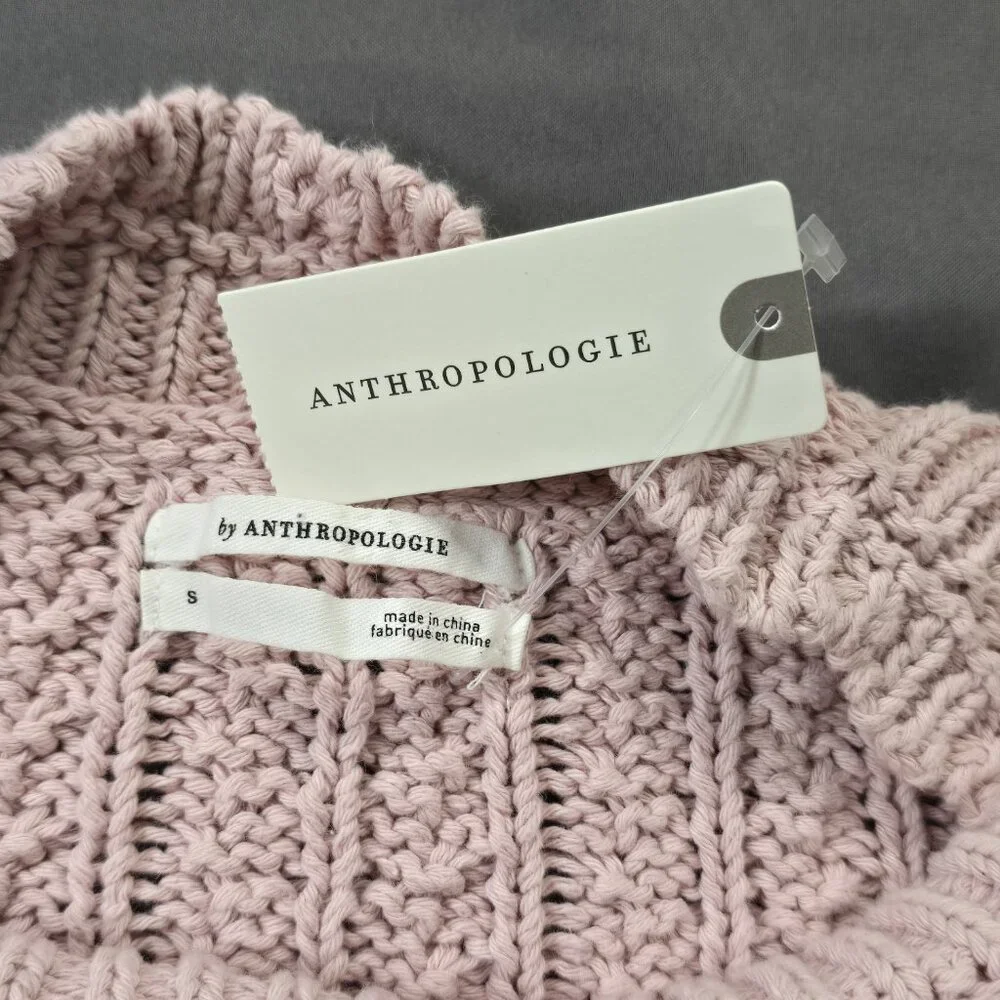 Anthropologie Pink White Ombre Dip Dye Knit Sweater Women's Size Small